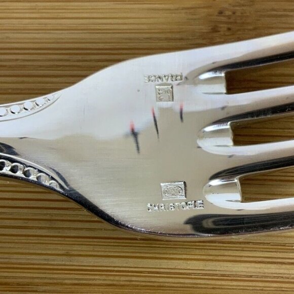 Christofle France Perles ONE Dinner Fork Silverplate Flatware NEW Discontinued - Picture 3 of 7